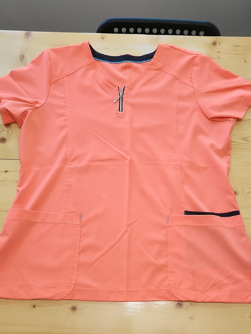 Scrubstar Women’s Zipped V-Neck Medical Scrub Top Melon Peach L - Picture 9 of 15